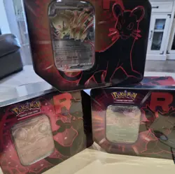 Pokemon Sealed Destined Rivals Team Rocket Tin Set of 3 New - Image 2