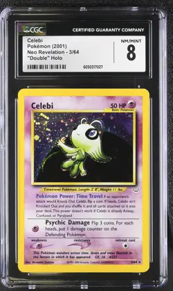 CGC 8 Celebi 2001 Neo Revelation 3/64 Double Holo Pokemon Card - Image 1