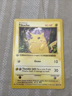Base Set First Edition Pikachu #58 Pokemon Card (Red Cheeks) - Image 1