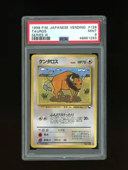 Pokemon PSA 9 MINT Tauros 1998 Vending Series 3 Japanese Promo Card - Image 1