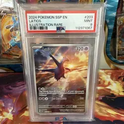 Latios 203/191 Illustration Rare 2024 Surging Sparks Pokemon Card PSA 9 MINT - Image 1