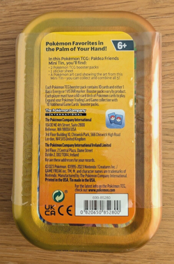 Paldea Friends Mini Tin - SPRIGATITO & FIDOUGH (2 Packs, 1 sticker sheet+) - Image 2