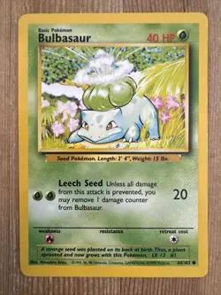 Pokemon TCG Bulbasaur Base Set 44/102 Regular Unlimited Common VLP - Image 1