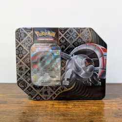 Paldean Fates Tin Iron Treads EX - NEW AND SEALED - 5 Booster Packs Pokemon TCG - Image 1