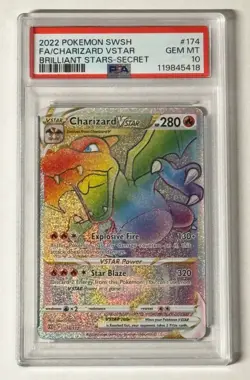 2022 POKEMON SWORD & SHIELD BRILLIANT STARS #174 FULL ART/CHARIZARD VSTAR PSA 10 - Image 1