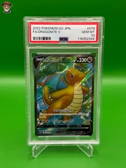2022 Japanese Pokemon Go - Full Art Dragonite V - Super Rare #078 PSA 10 - Image 1