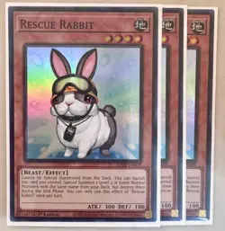 Yugioh! 3x Rescue Rabbit RA02-EN008 Super Rare 1st Ed NM - Image 1