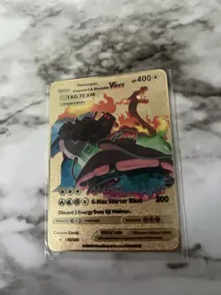 Venusaur Charizard Blastoise Gigantamax VMax Tag Team Gold Pokemon Card 143/203 - Image 1