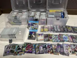 Pokemon Trading Card Lot 4 Boxes with Plastic Cases Sleeves Includes Rare Cards - Image 1