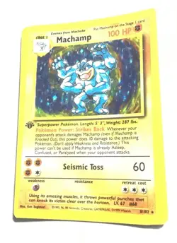 MACHAMP - 8/102 - Base Set - Holo - RARE MISCUT ERROR - Pokemon Card - LP - Image 1