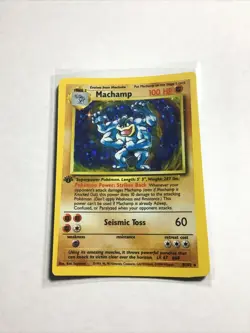 MACHAMP - 8/102 - Base Set - Holo - RARE MISCUT ERROR - Pokemon Card - LP - Image 2