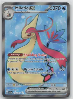 Pokemon Card Milotic ex Ultra Rare SV08: Surging Sparks 217/191 NM - Image 1