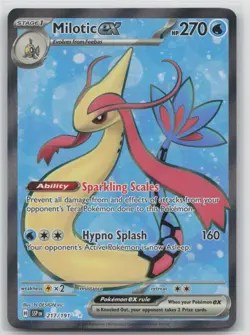 Pokemon Card Milotic ex Ultra Rare SV08: Surging Sparks 217/191 NM - Image 1