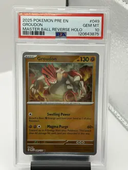 2025 Pokemon Groudon Master Ball Reverse Holo PRE 049/131 PSA 10 GEM MINT - Image 1