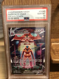 2023 POKEMON SWSH FA/DEOXYS VMAX CROWN ZENITH CARD#GG45 GEM MT PSA 10 - Image 1