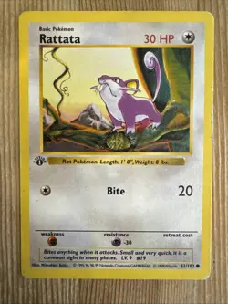 Rattata 61/102 Base Set 1st Edition WOTC Pokemon Card HP - Image 1