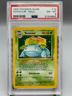 1999 Pokemon Base Unlimited #15 Venusaur Holo Card GRADE PSA 8 NM-MT - Image 1