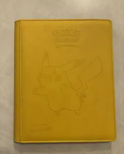 2019 Ultra Pro Yellow Pikachu PRO-Binder Leather 9 Pocket Strap Pokemon Cards - Image 1