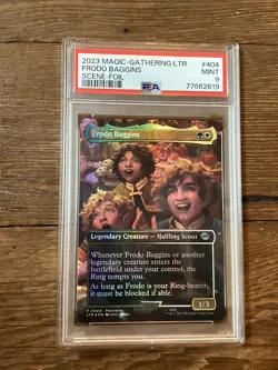 FRODO BAGGINS MTG PSA 9 MINT FOIL CREATURE #404 2023 MAGIC THE GATHERING LTR TCG - Image 1