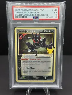 2021 POKEMON SWSH CELEBRATIONS ETB PROMO #144 GRENINJA-GOLD STAR PSA 5 - Image 1