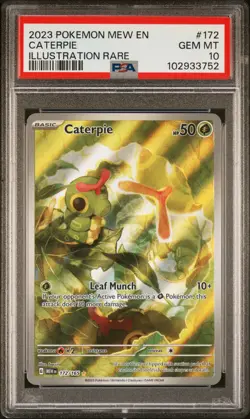 2023 POKEMON MEW EN-151 ILLUSTRATION RARE #172 CATERPIE PSA 10 - Image 1