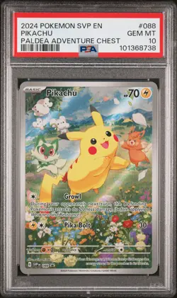 2024 POKEMON SVP EN-SV BLACK STAR PROMO PALDEA ADVENTURE CHEST PIKACHU PSA 10 - Image 1