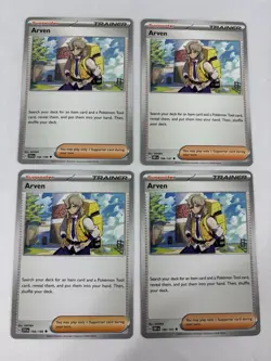 4x Arven 166/198 186/197 - Scarlet & Violet, Obsidian Flames Pokemon TCG Playset - Image 1