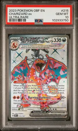 2023 POKEMON OBF EN-OBSIDIAN FLAMES ULTRA RARE #215 CHARIZARD EX PSA 10 - Image 1