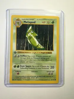 Pokemon TCG Metapod Base Set 1st Edition 54/102 Regular Shadowless Common NM - Image 1