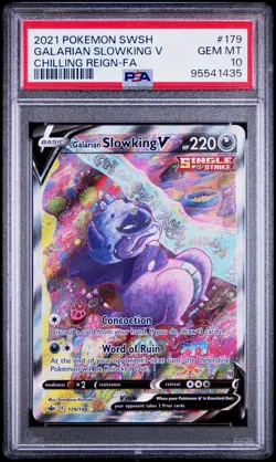 PSA 10 GALARIAN SLOWKING V 2021 POKEMON SWORD & SHIELD CHILLING REIGN FULL ART - Image 1