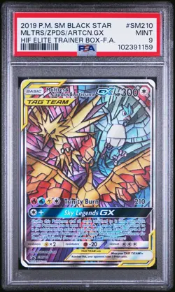 Pokemon PSA 9 MINT Moltres & Zapdos & Articuno SM210 Hidden Fates Promo - Image 1