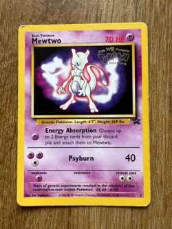 Pokemon | Mewtwo - Wizards Black Star Promo, 3 Non-Holo, First Movie - VG+/LP - Image 1