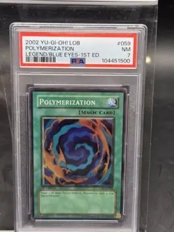 Yugioh PSA 7 Polymerization LOB-059 1st Edition 2002 - Image 1