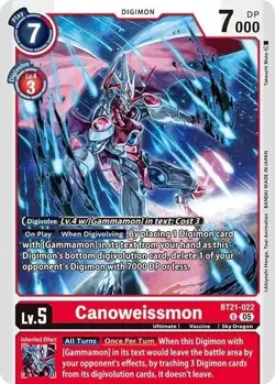 1x BT21-022 Canoweissmon World Convergence Digimon Card Game x1 - Image 1