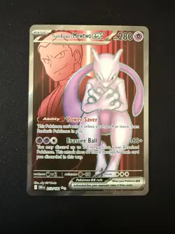 Pokemon TCG Destined Rivals Team Rocket's Mewtwo EX Full Art Card 213/182 - Image 1
