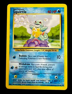 Squirtle 63/102 MP Base Set 4th Print 1999-2000 Pokemon Card - Image 1