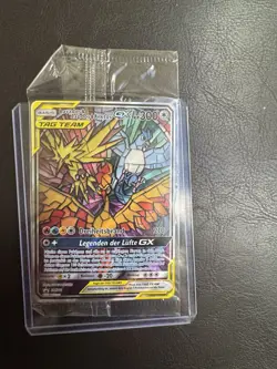 (German) Moltres Zapdos Articuno SM210 GX Tag Team Hidden Fates Promo Card - Image 1