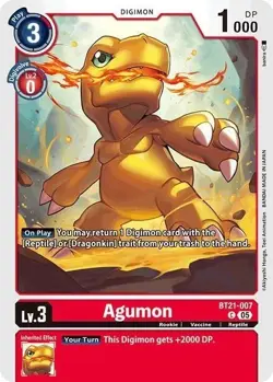1x BT21-007 Agumon World Convergence Digimon Card Game x1 - Image 1