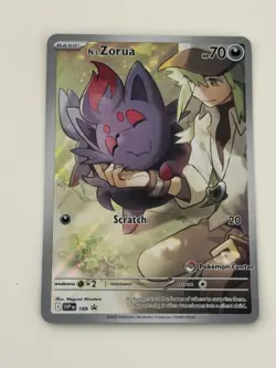 Pokemon TCG Sv09: Journey Together N's Zorua Pokemon Center Card 189 - Image 1