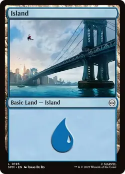 1x Island (195) - Foil - Basic Land MTG Marvel's Spider-Man NM Magic Foil - Image 1