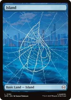4x (190) Island - FOIL - FULL ART Spiderweb Land MTG Marvel's Spider-Man NM Magi - Image 1