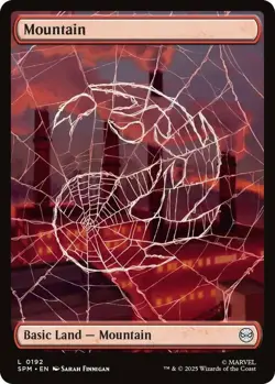 4x (192) Mountain - FULL ART Spiderweb Land MTG Marvel's Spider-Man NM Magic Reg - Image 1