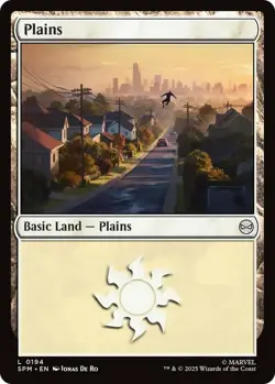 4x Plains (194) - Foil - Basic Land MTG Marvel's Spider-Man NM Magic Foil - Image 1