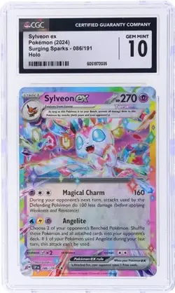 Pokemon GRADED 2024 Sylveon ex 86 Surging Sparks Holo Gem Mint 10 CGC - Image 1