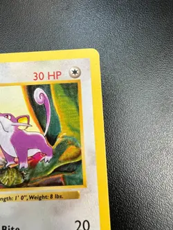 Pokemon Rattata 61/102 Base Set 1st Ed Shadowless GRAY STAMP Misprint Mod Play - Image 3