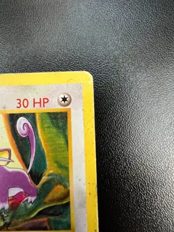 Pokemon Rattata 61/102 Base Set 1st Ed Shadowless GRAY STAMP Misprint Damaged - Image 3
