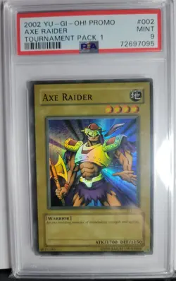 Yu-Gi-Oh! 2002 TP1 002 Axe Raider Super Rare Promo Card TCG PSA 9 MINT CCG - Image 1