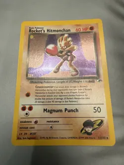 Pokemon TCG Rockets Hitmonchan Holo Rare Card 11/132 Gym Heroes - Image 1