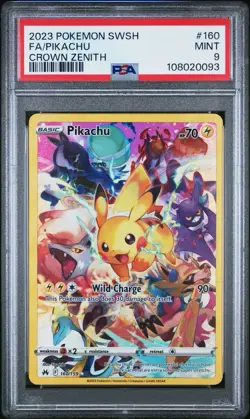 2023 Pokemon SWSH Crown Zenith #160 Pikachu FA PSA 9 MINT - Image 1