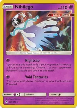 Lightly Played Nihilego - 106/214 - Holo Rare Pokemon Lost Thunder - Image 1
